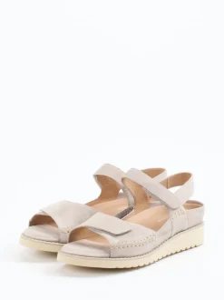 Piesanto – Komfortsandalen aus Veloursleder beige