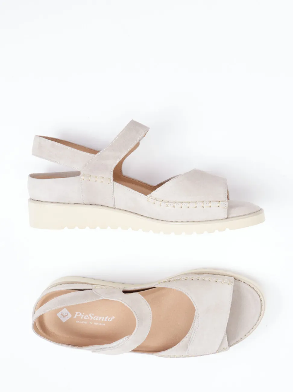 Piesanto – Komfortsandalen aus Veloursleder beige