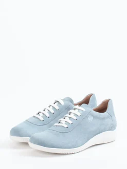 Piesanto – Komfort-Sneaker aus Veloursleder hellblau