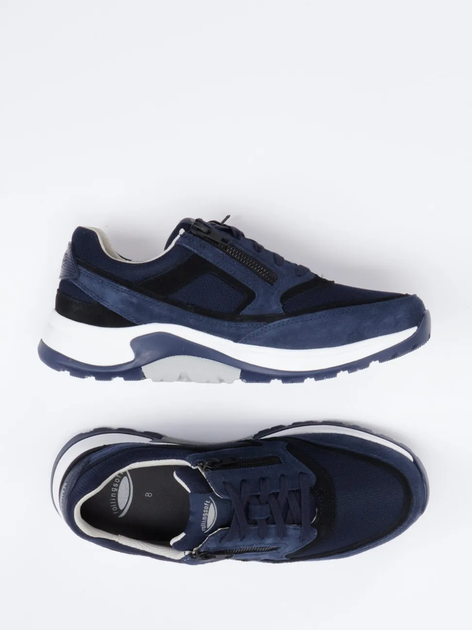 Pius Gabor – Sneaker aus Veloursleder und Mesh marineblau