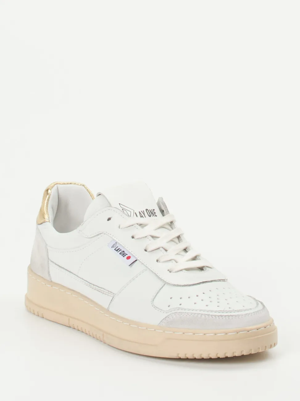 Play One – Sneaker aus Kalbleder mit Goldakzent