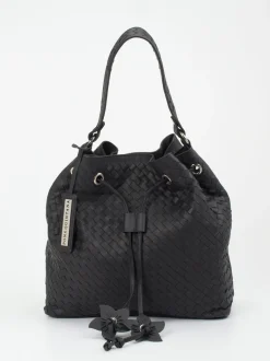 Pons Quintana – Bucket Bag aus Flechtleder Schwarz