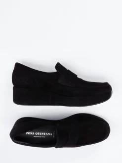 Pons Quintana – Plateau-Loafer aus Veloursleder schwarz