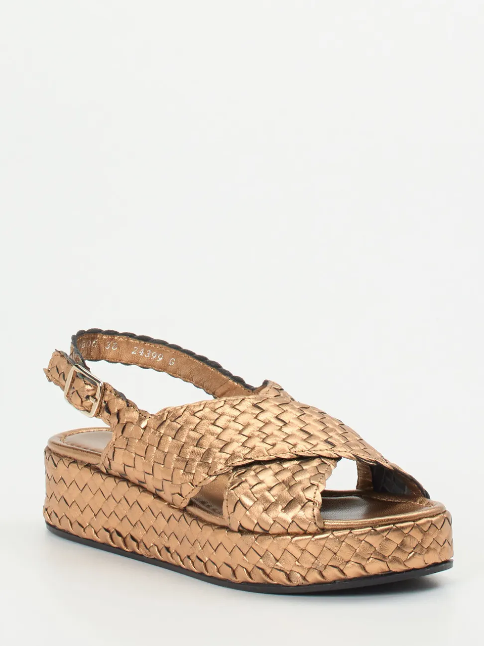 Pons Quintana – Plateau-Sandalen aus Flechtleder kupfer