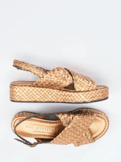 Pons Quintana – Plateau-Sandalen aus Flechtleder kupfer