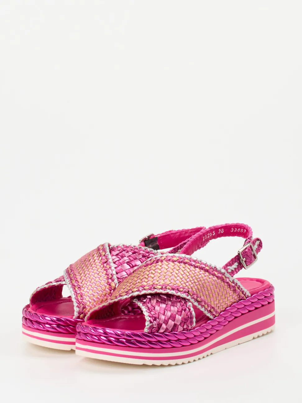 Pons Quintana – Plateau-Sandale aus Metallicleder pink