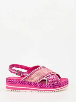 Pons Quintana – Plateau-Sandale aus Metallicleder pink