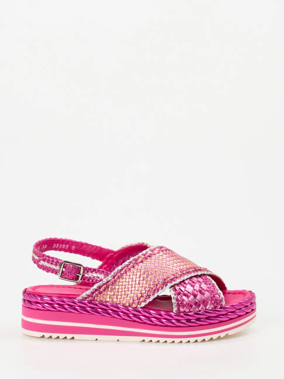 Pons Quintana – Plateau-Sandale aus Metallicleder pink