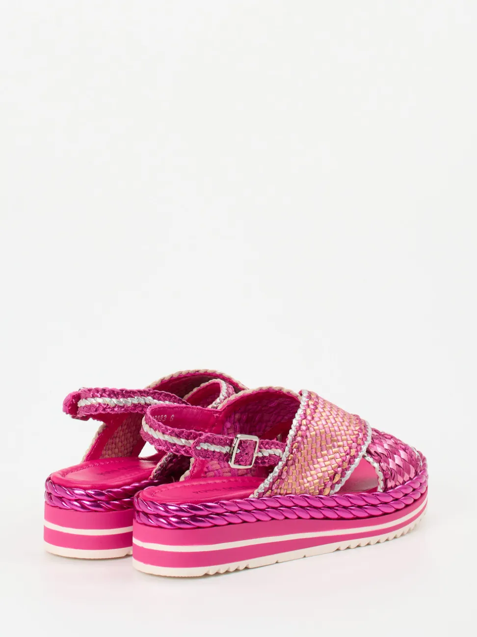 Pons Quintana – Plateau-Sandale aus Metallicleder pink