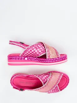 Pons Quintana – Plateau-Sandale aus Metallicleder pink