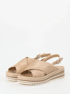 Pons Quintana – Plateau-Sandale aus Flechtleder beige