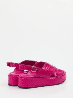 Pons Quintana – Plateau-Sandale aus Flechtleder Fuchsia