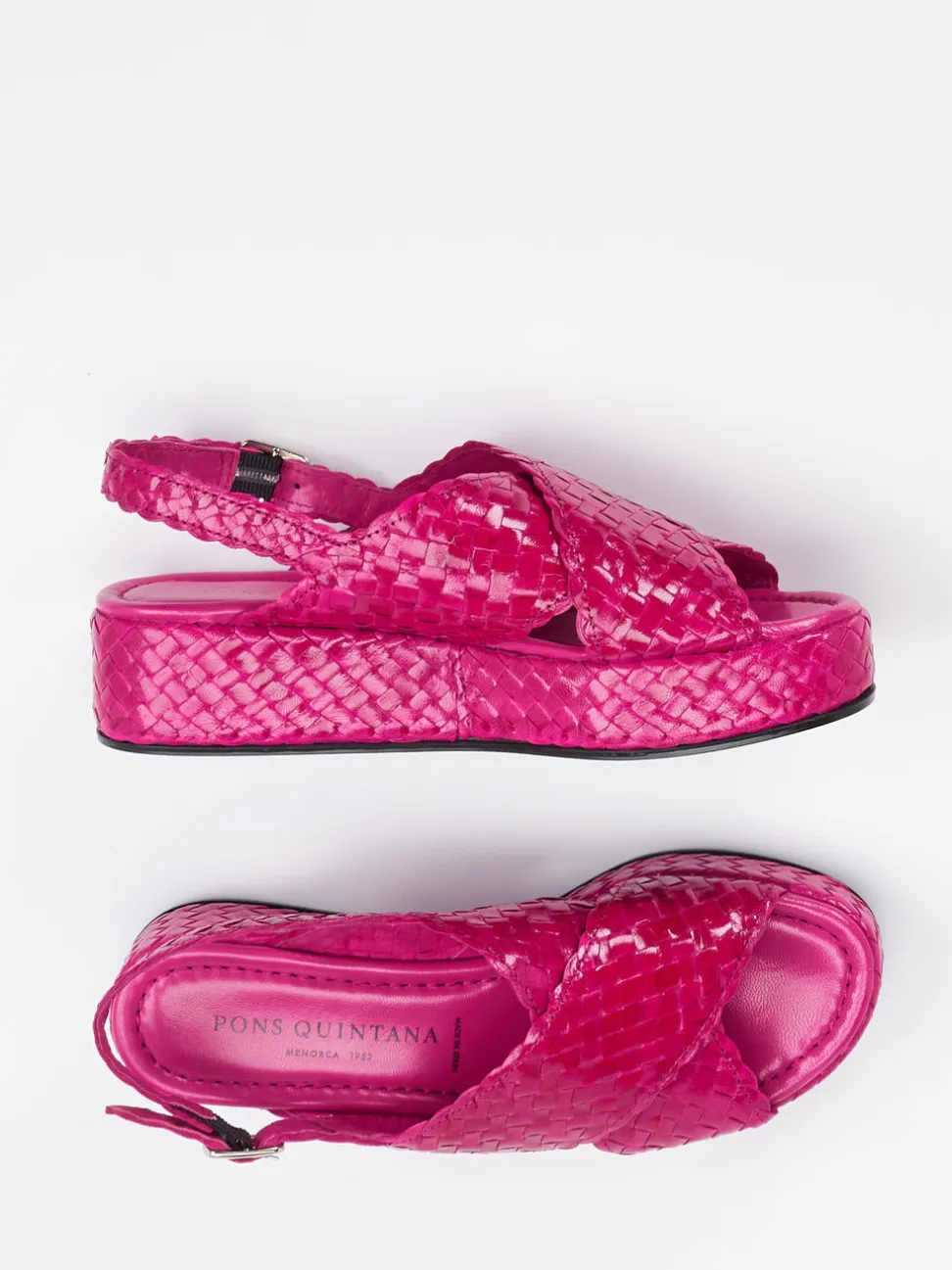 Pons Quintana – Plateau-Sandale aus Flechtleder Fuchsia