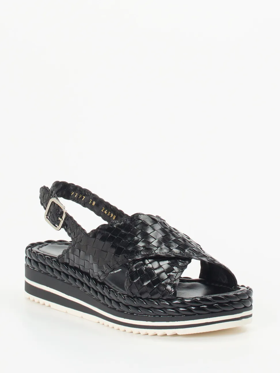 Pons Quintana – Plateau-Sandalen aus Flechtleder schwarz