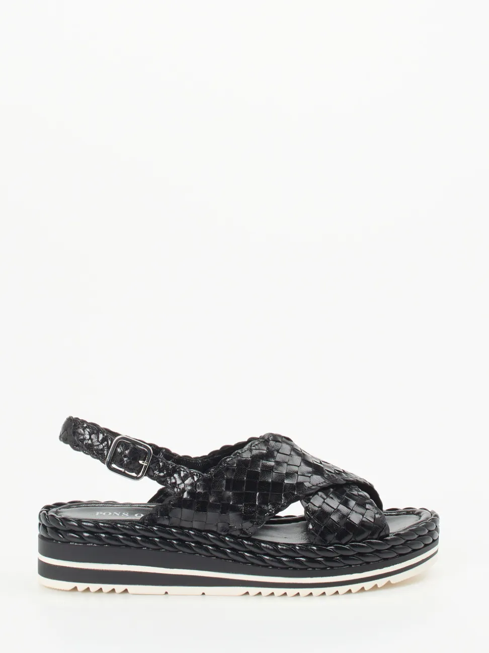 Pons Quintana – Plateau-Sandalen aus Flechtleder schwarz