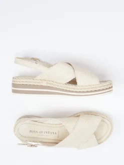 Pons Quintana – Plateau-Sandalette aus Ziegenleder creme