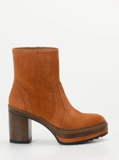 Pons Quintana – Plateau-Stiefeletten aus Veloursleder Cognac