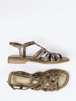 Pons Quintana – Riemchensandale aus Metallicleder bronzegold