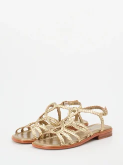 Pons Quintana – Sandalen aus Metallic-Leder goldfarben