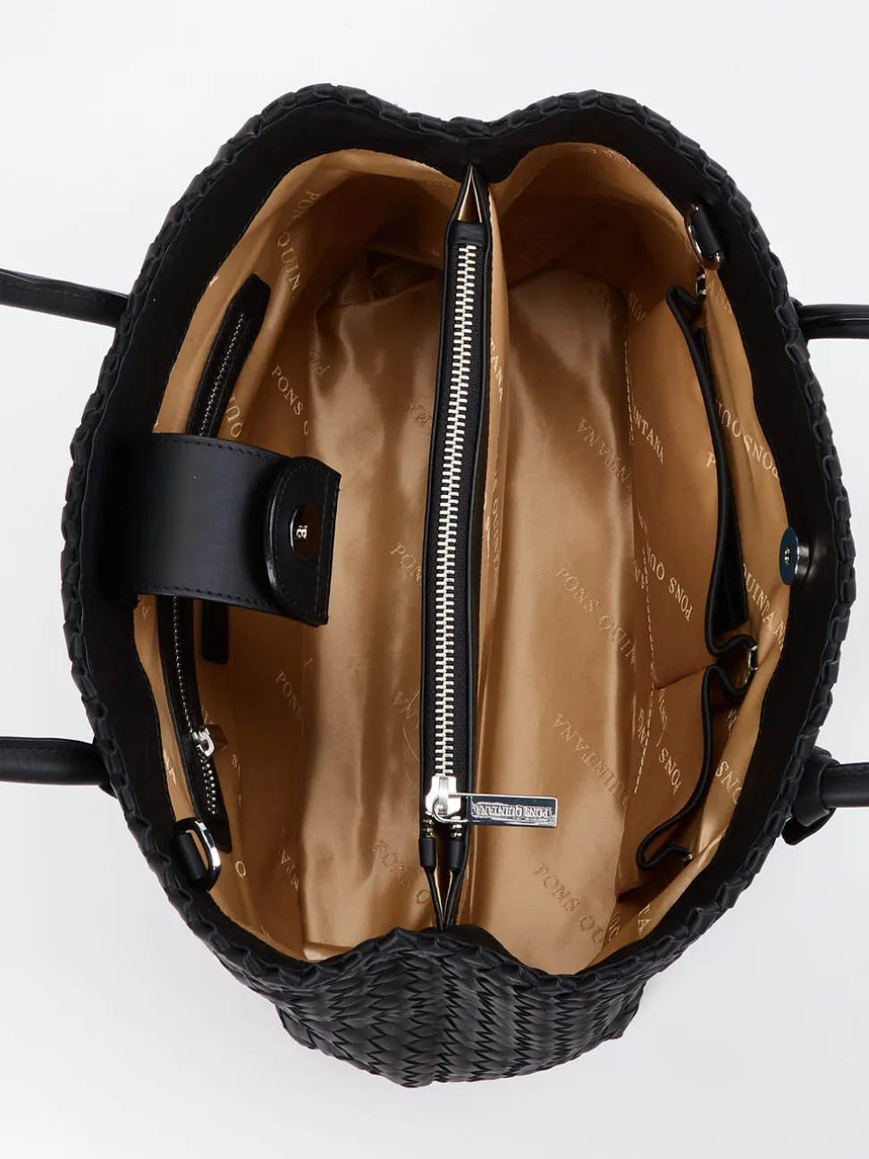 Pons Quintana – Shopper aus Flechtleder schwarz