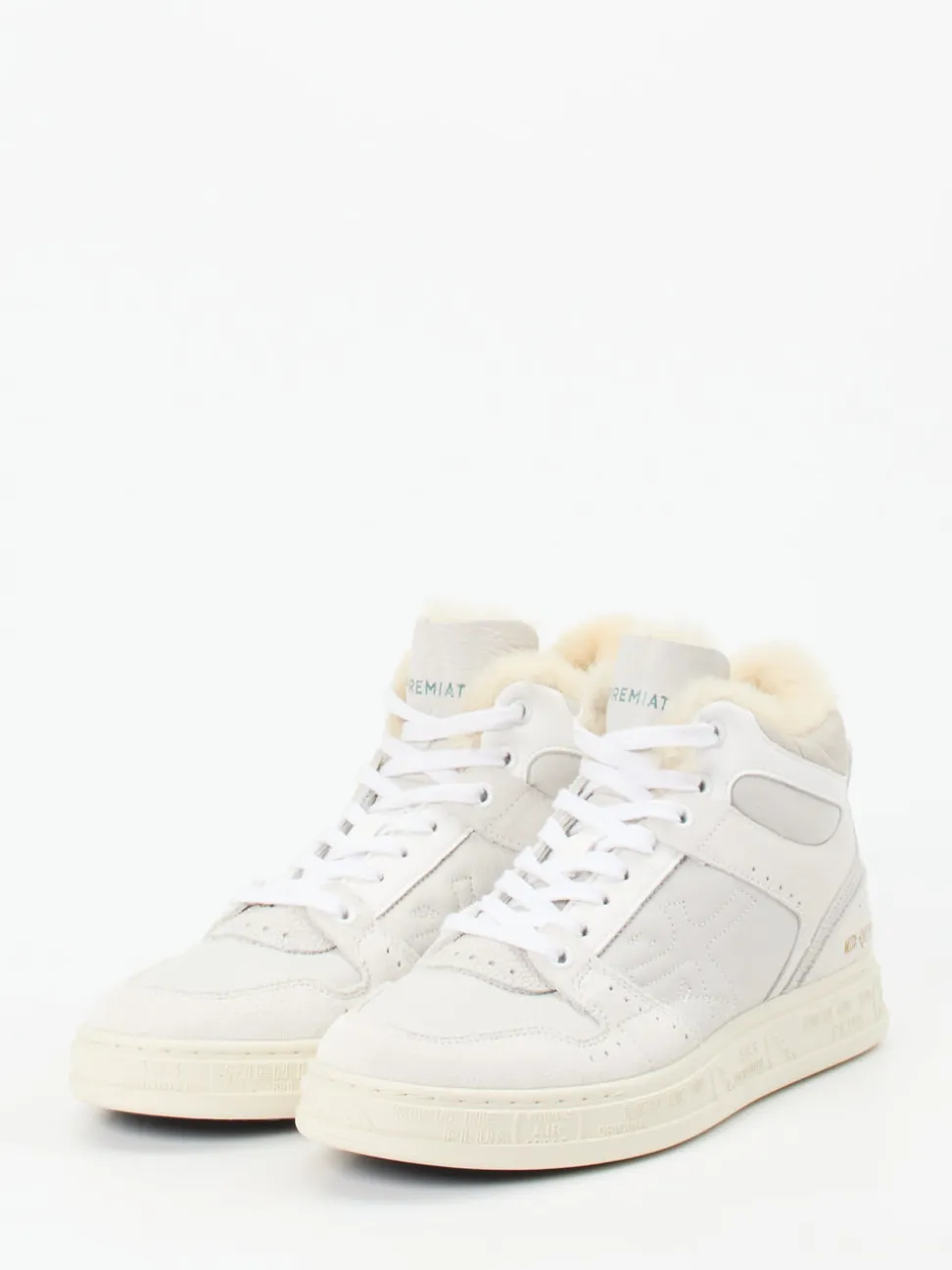 Premiata – High-Top Sneaker aus Veloursleder Offwhite