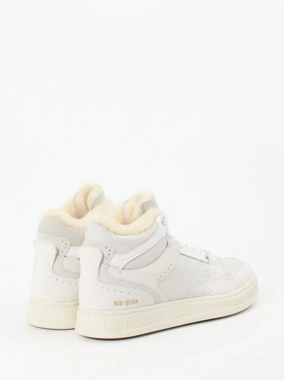 Premiata – High-Top Sneaker aus Veloursleder Offwhite