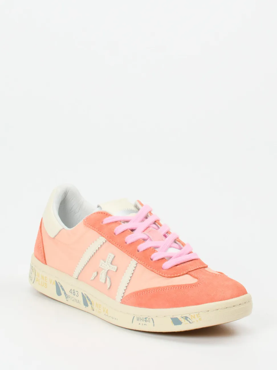 Premiata – Low-Top Sneaker aus Veloursleder lachsrosa