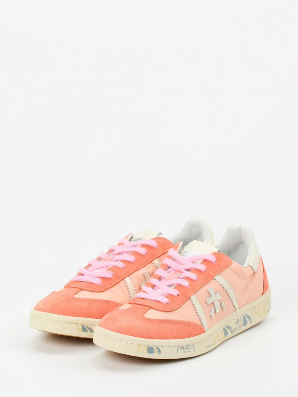 Premiata – Low-Top Sneaker aus Veloursleder lachsrosa