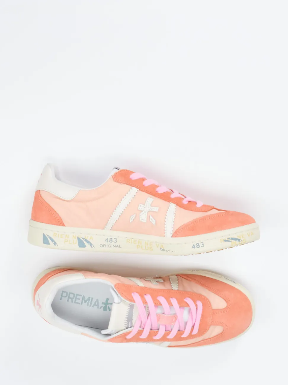 Premiata – Low-Top Sneaker aus Veloursleder lachsrosa