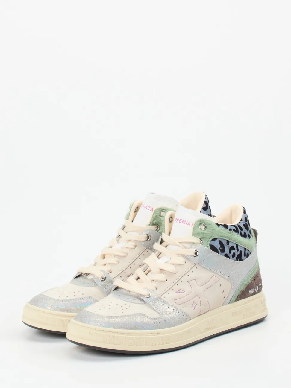 Premiata – Mid-Top Sneaker aus Veloursleder cremebeige
