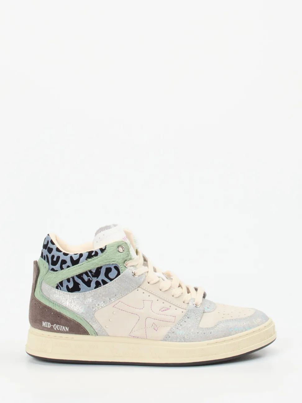 Premiata – Mid-Top Sneaker aus Veloursleder cremebeige