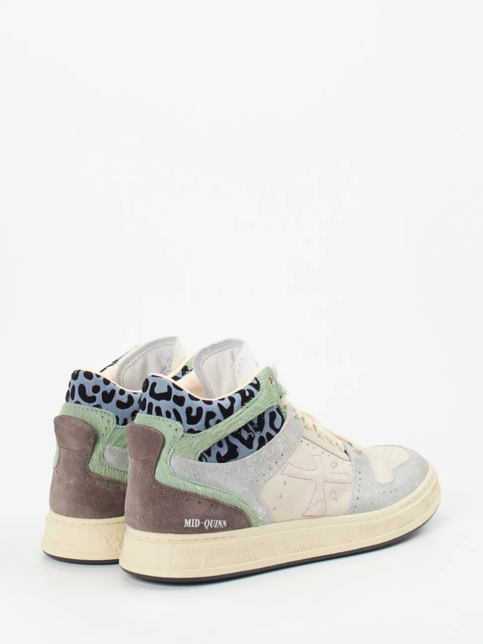 Premiata – Mid-Top Sneaker aus Veloursleder cremebeige