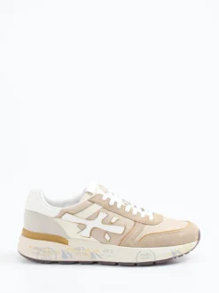 Premiata – Retro-Sneaker aus Veloursleder in Beige