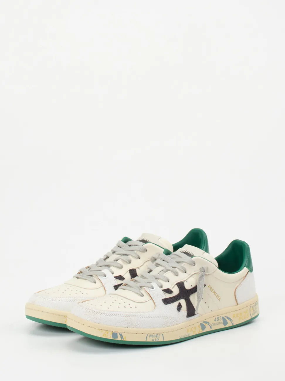 Premiata – Sneaker aus Kalbleder in Beige-Grün