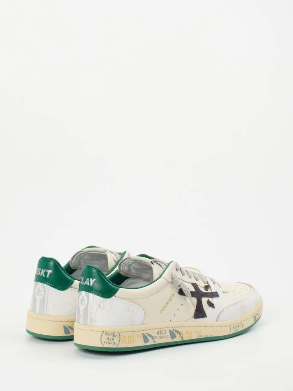 Premiata – Sneaker aus Kalbleder in Beige-Grün