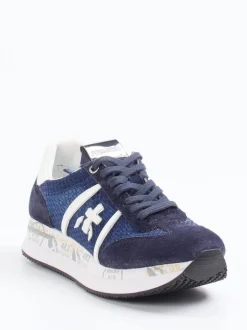 Premiata – Sneaker aus Veloursleder und Mesh blau