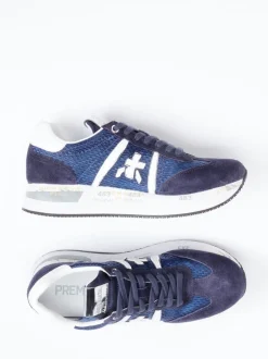 Premiata – Sneaker aus Veloursleder und Mesh blau
