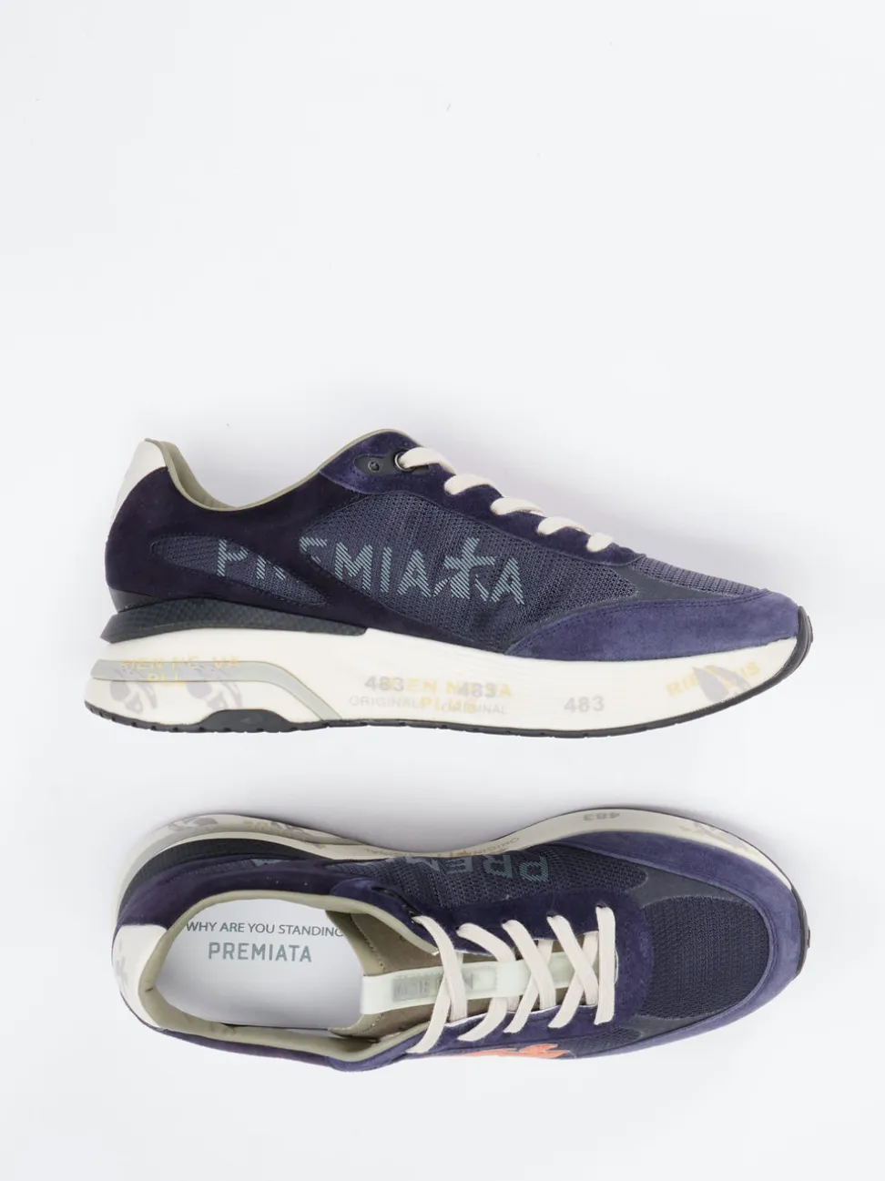 Premiata – Sneaker aus Veloursleder und Mesh dunkelblau