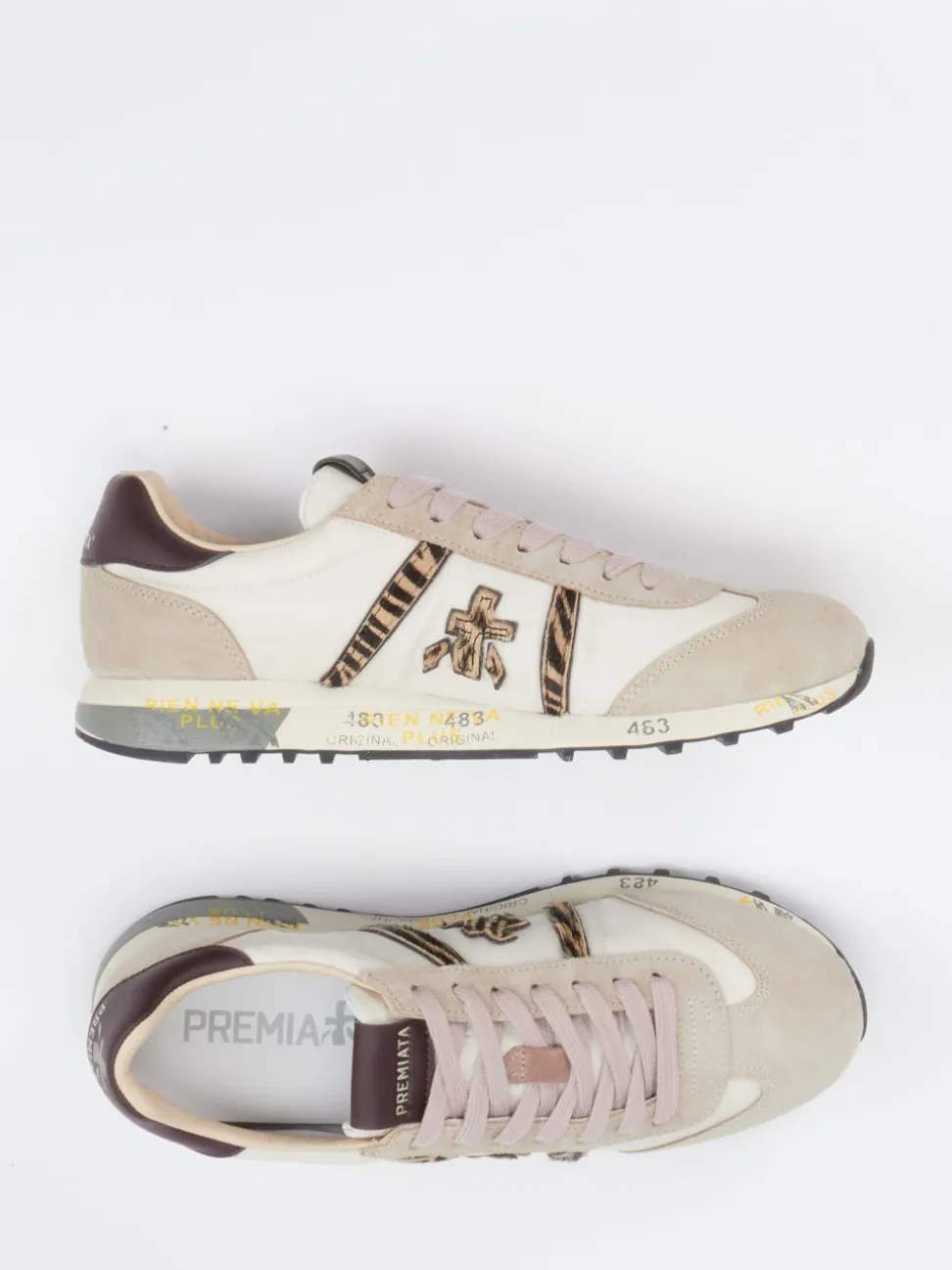 Premiata – Sneaker aus Veloursleder und Textil Beige