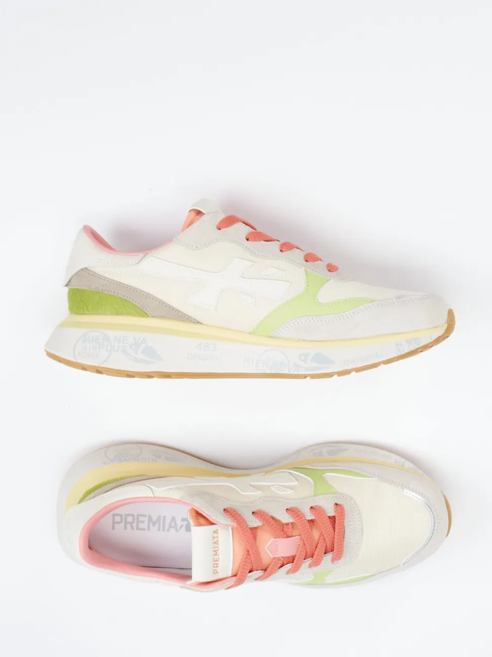 Premiata – Sneaker aus Veloursleder und Mesh beige