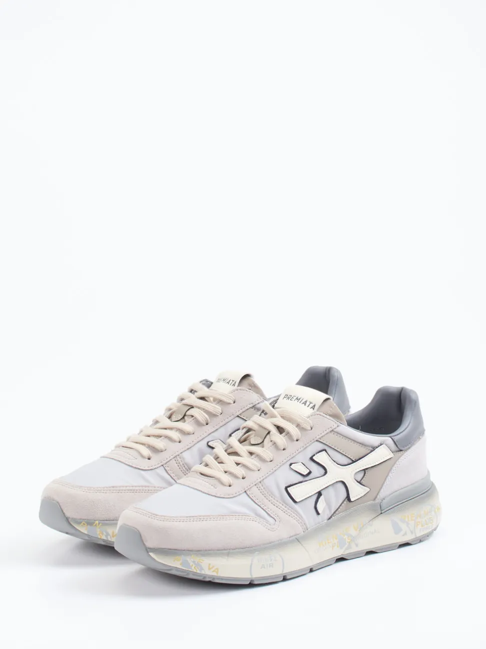 Premiata – Sneaker aus Veloursleder und Textil grau