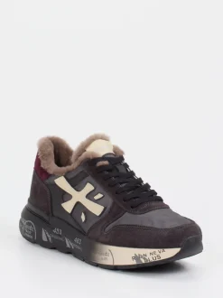 Premiata – Sneaker aus Velour/Textil Dunkelbraun