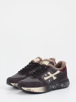 Premiata – Sneaker aus Velour/Textil Dunkelbraun