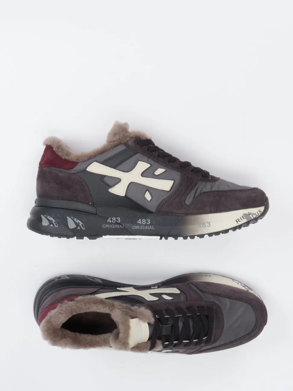Premiata – Sneaker aus Velour/Textil Dunkelbraun