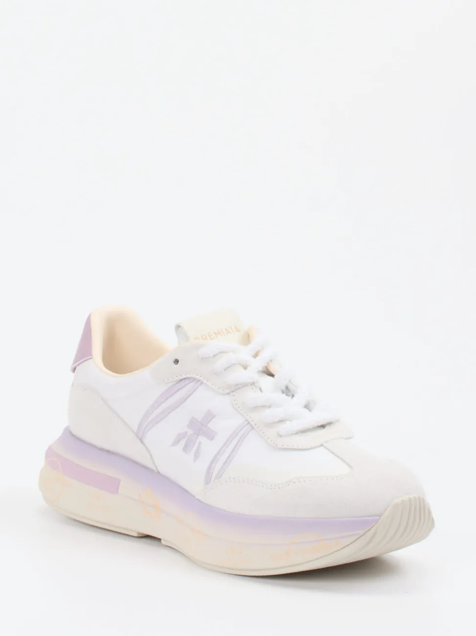 Premiata – Sneaker aus Veloursleder und Textil Weiß