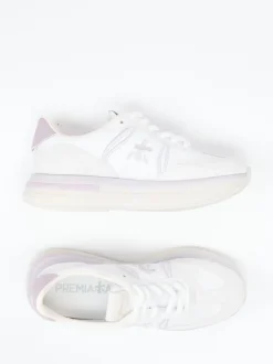 Premiata – Sneaker aus Veloursleder und Textil Weiß