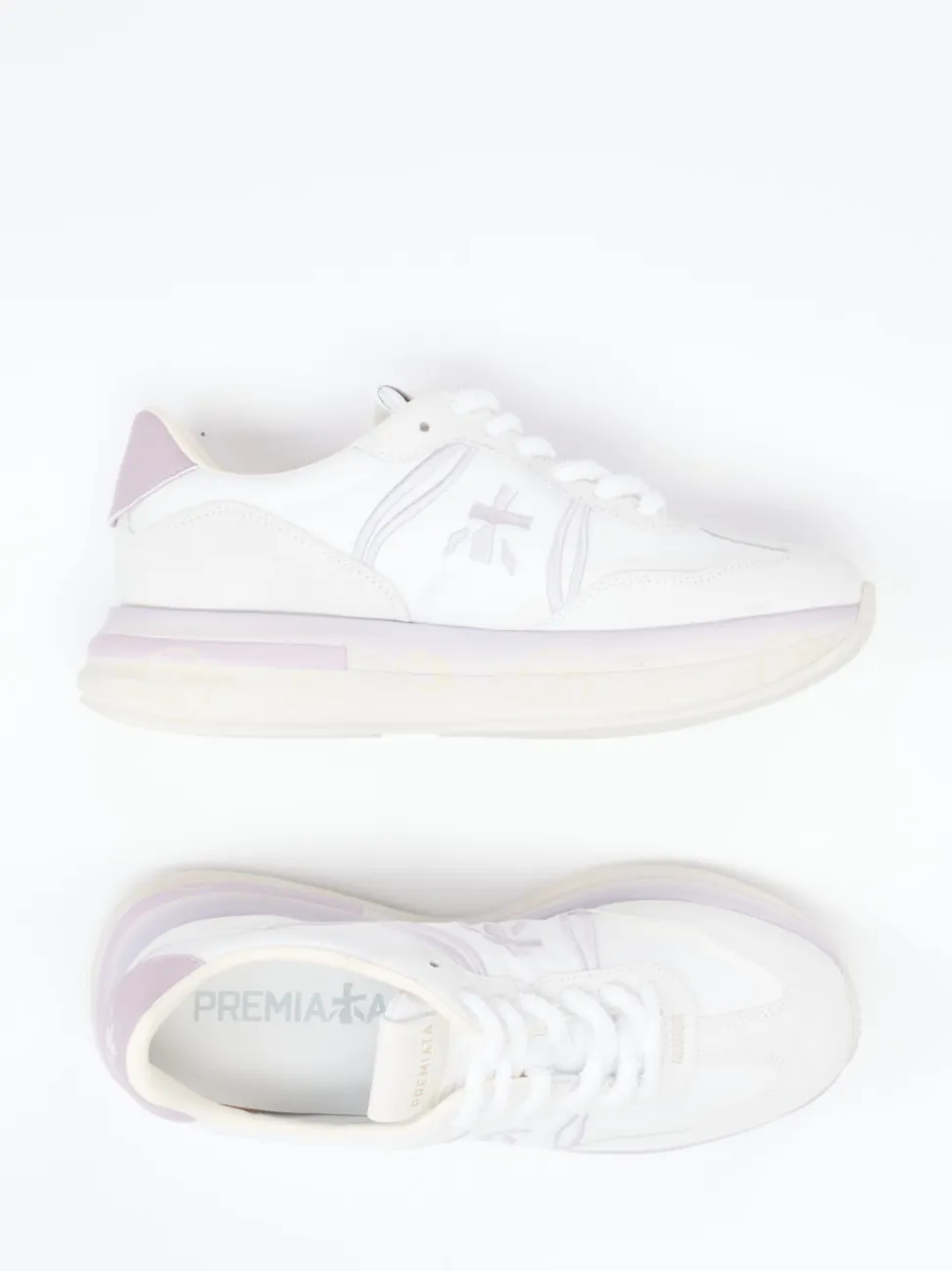 Premiata – Sneaker aus Veloursleder und Textil Weiß