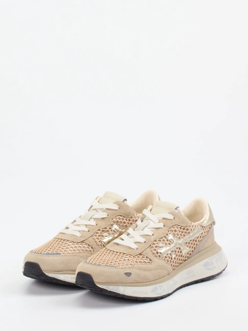 Premiata – Sneaker aus Veloursleder und Mesh beige