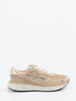Premiata – Sneaker aus Veloursleder und Mesh beige