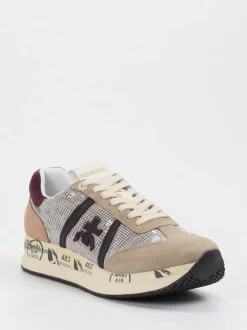 Premiata – Sneaker aus Veloursleder und Pailletten-Mesh